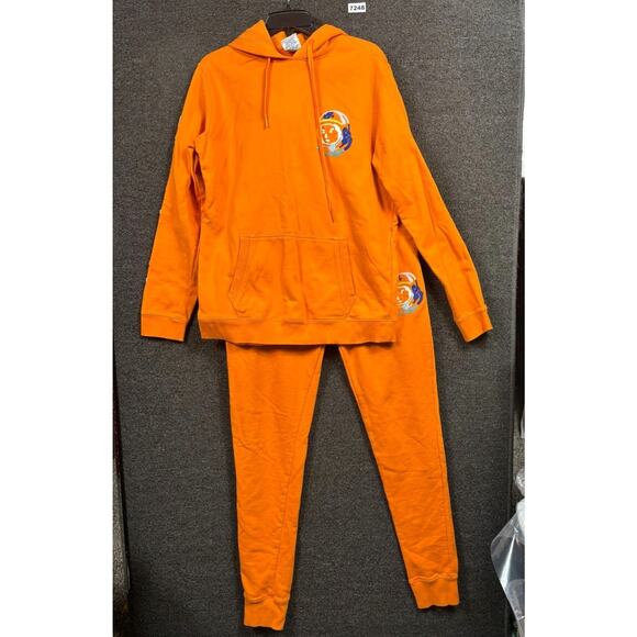 Billionaire Boys Club Hoodie Sweatpants Set Mens Small Orange Astronaut Logo - Picture 2 of 15